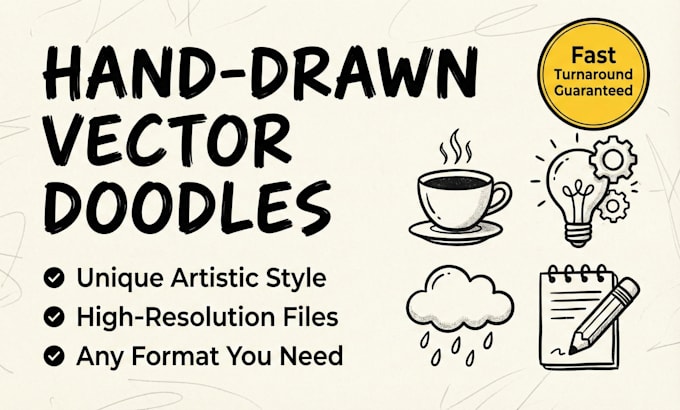 design custom hand drawn line art vector icons for doodles