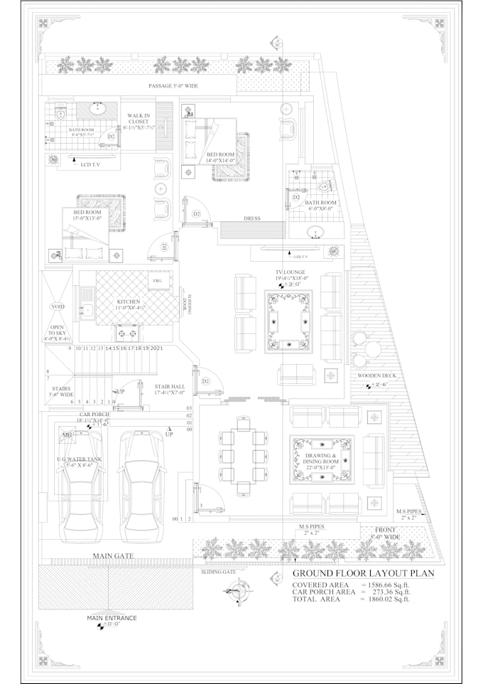 design floor plan, elevation ,section