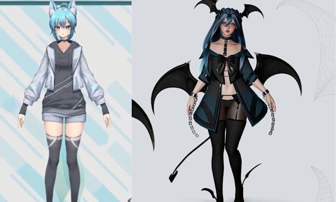 create custom live2d vtuber, vtuber model 3d vtuber model for streaming