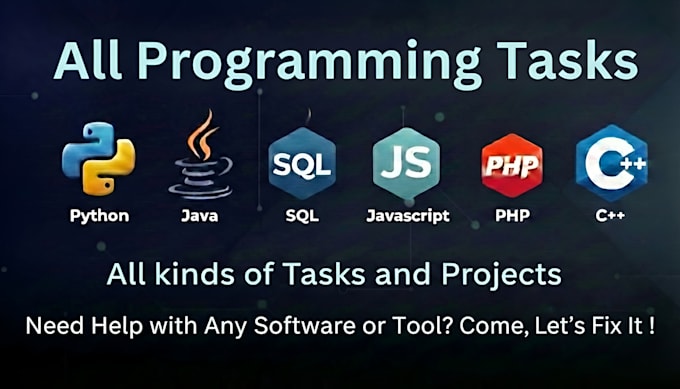 do all programming tasks, coding projects in python, c , java and all database