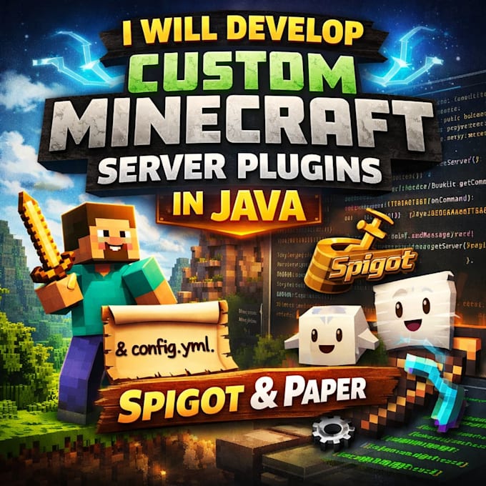 develop custom minecraft server plugins in java for spigot and paper