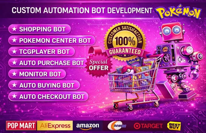 lazada bot,pokémon bot,shopping bot,auto buying bot,auto best buying bot