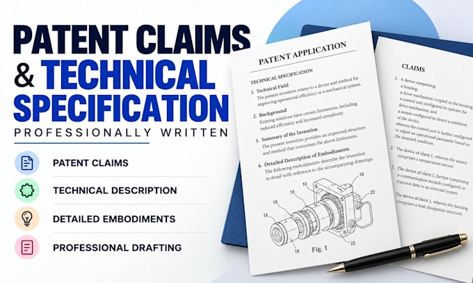 write patent claims and technical specification professionally