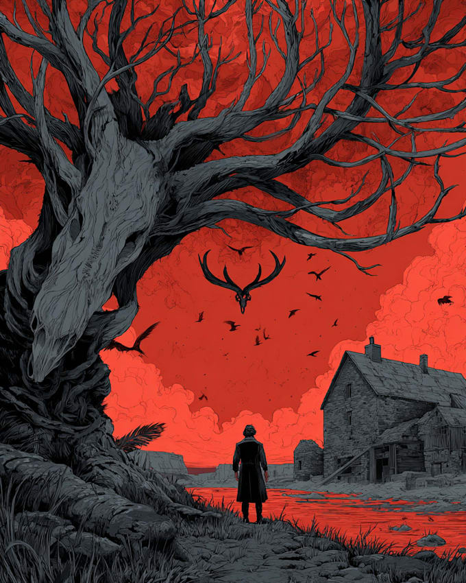 create horror character illustrations with dark and creepy