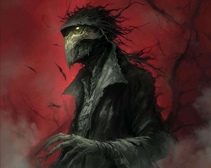 create creepy dark fantasy character illustrations