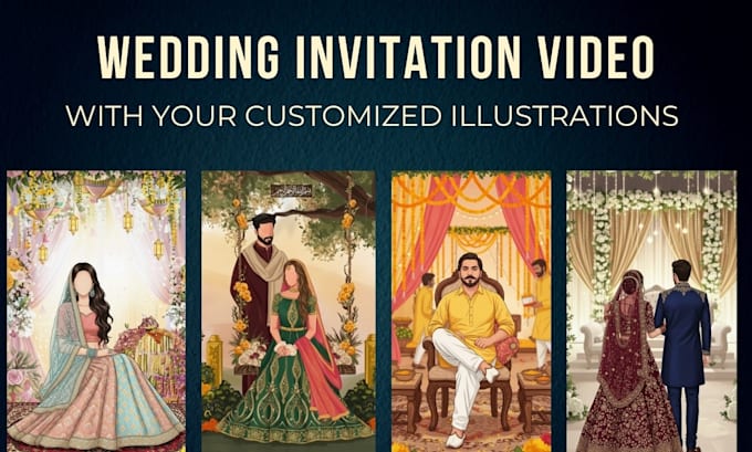 create custom illustrated wedding invitation videos