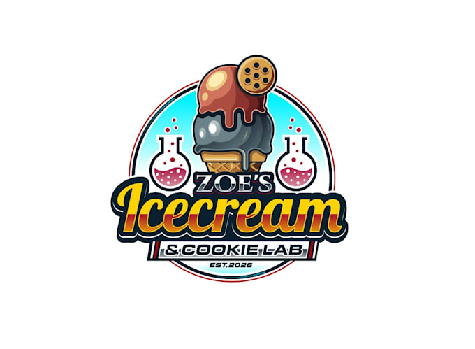 create awesome gorgeous icecream and cookie logo design