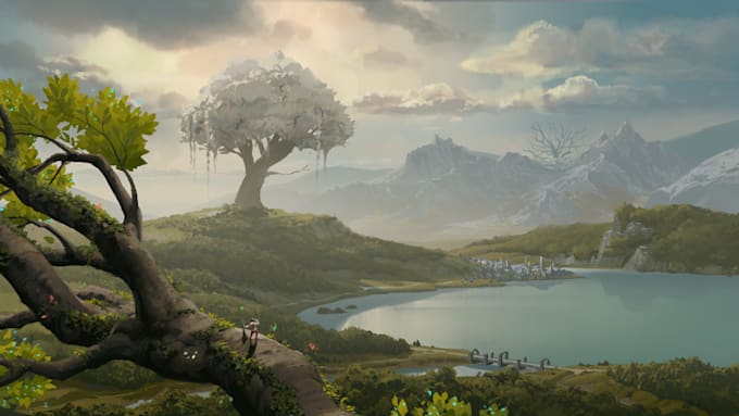 create landscape illustration or concept art for you