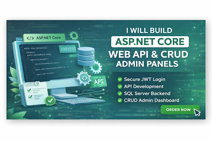 develop asp dotnet core web API, mvc app, sql server backend