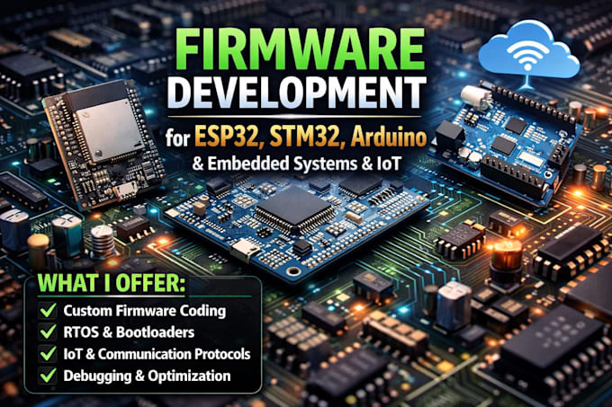 do firmware development for esp32, stm32, arduino, embedded systems and iot
