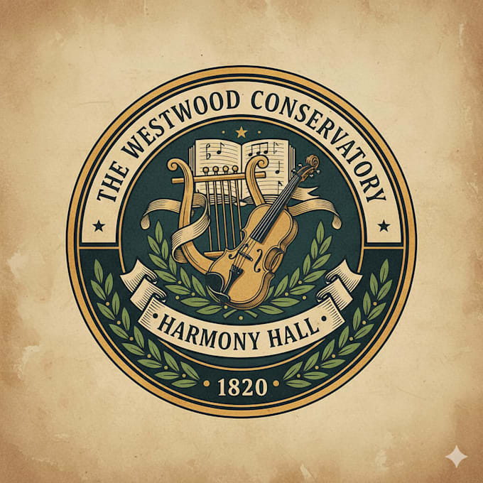 design a timeless classical music logo with artistic style