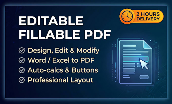 create a professional editable fillable PDF form or redesign pdf form