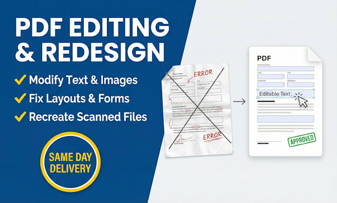 design, redesign, recreate, fixing any PDF document or form
