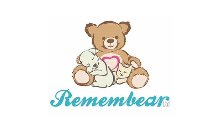 make teddy bear logo with a generic cat and dog either side