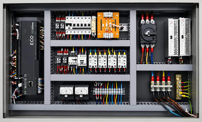 design industrial control circuit electrical panel and plc