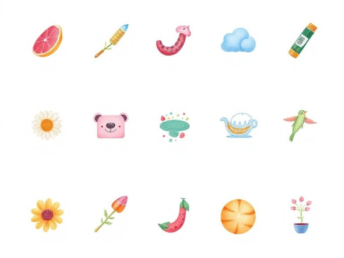create unique watercolor icons and illustrations