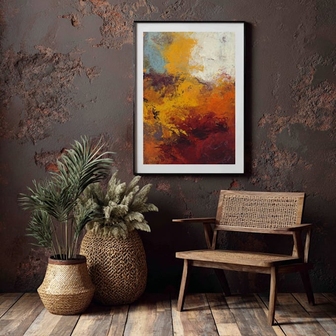 create unique printable digital oil paint abstract wall art design