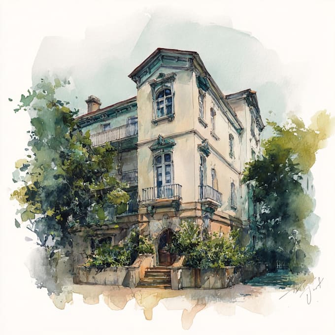 paint watercolor house portrait