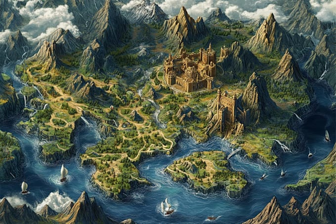 illustrate fantasy map and city map