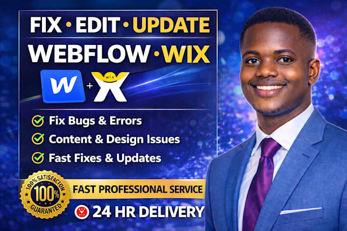 address and fix, edit, or update your webflow or wix website bugs issues