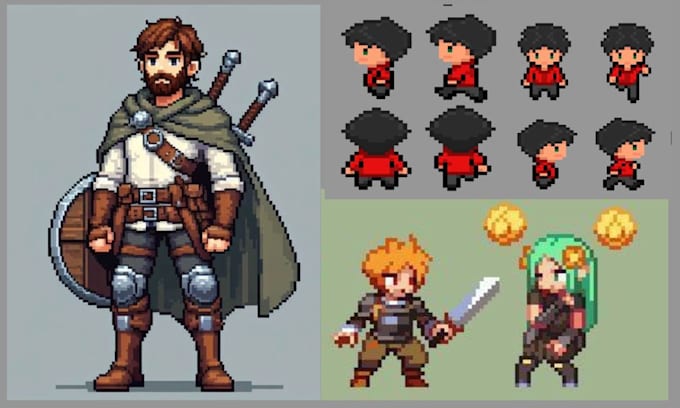 Do pixel art character, 8bit character 32x32 pixel character game art ...