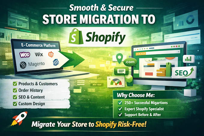 migrate wordpress to shopify, wix to shopify, woocommerce to shopify migration