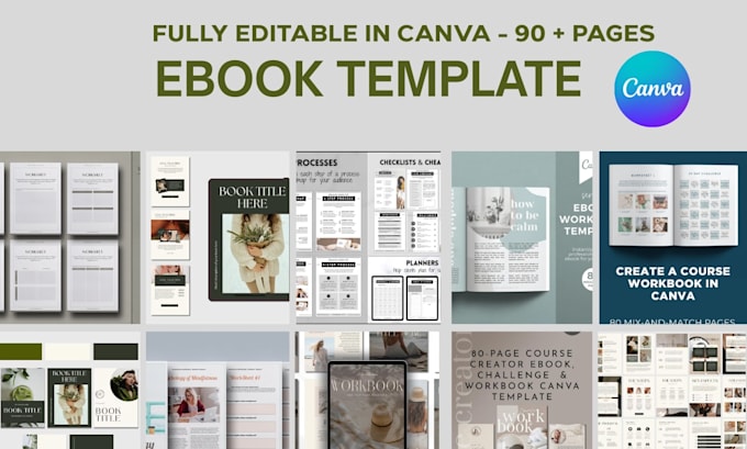 design canva ebook worksheet, editable workbook in canva ebook template