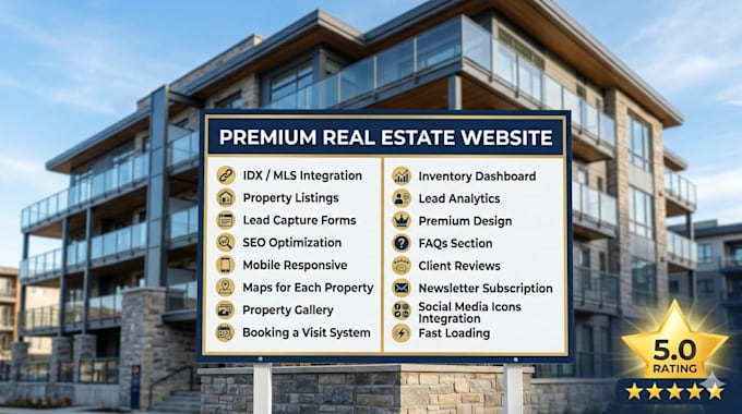 design a premium idx mls real estate website with lead forms