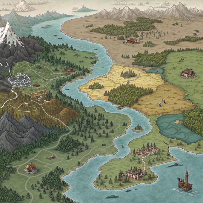 o fantasy city map for dnd map illustration world vector map