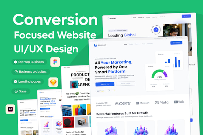 design conversion focused website UI UX design in figma