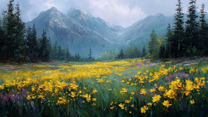 paint landscape in oil painting