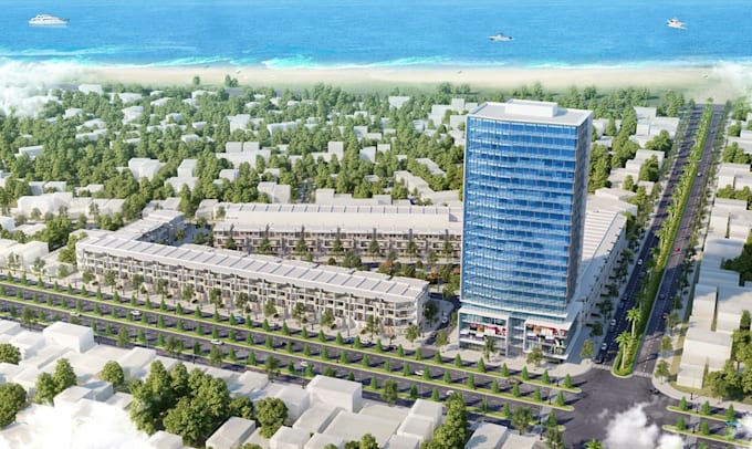 render 3d urban planning, profitable commercial space,8k exterior, cgi landscape