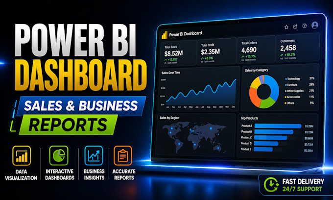 create a power bi dashboard for sales, business, and data analysis