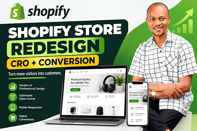 design or redesign your shopify store for better conversions and sales