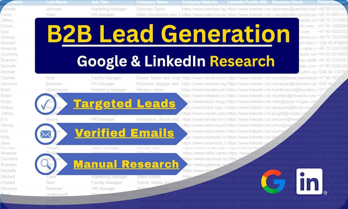 do b2b lead generation using google search and linkedin research