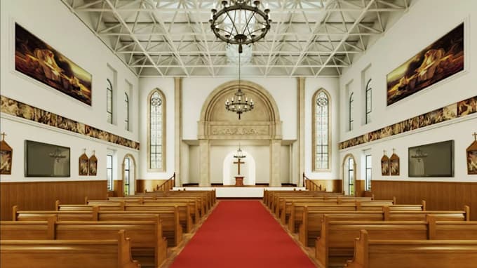 Revamp modern classic church, sanctuary interior design, worship space ...
