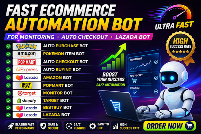 fast ecommmerce automation bot for monitoring auto checkout bot lazada bot