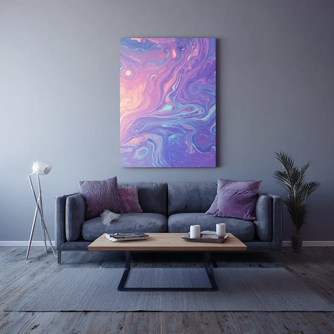 create unique printable digital oil paint abstract wall art design