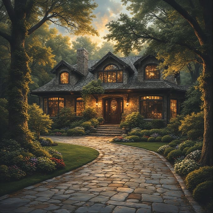 design beautiful garden and landscape illustrations