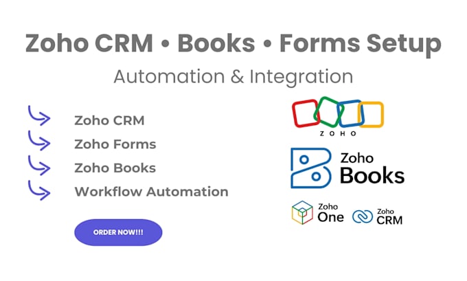 setup and customize zoho CRM, books, forms,  and automation