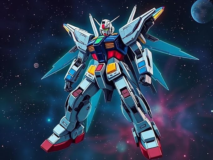 create retro mecha or scifi gundam art
