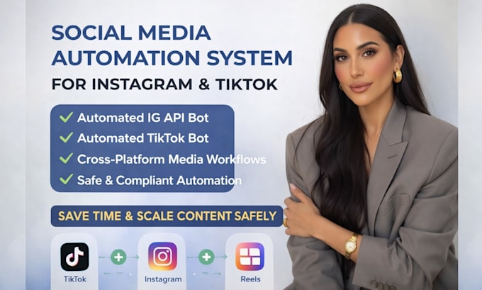 develop instagram API bot, automated tiktok bot, and automated media bot system