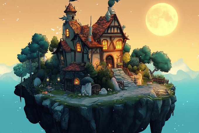 draw fantasy landscape or enviroment art