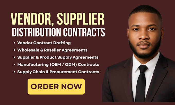 draft vendor contracts, and supply distribution agreements for product brands