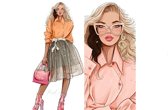 Draw a professional fashion illustration by Valoman6 | Fiverr