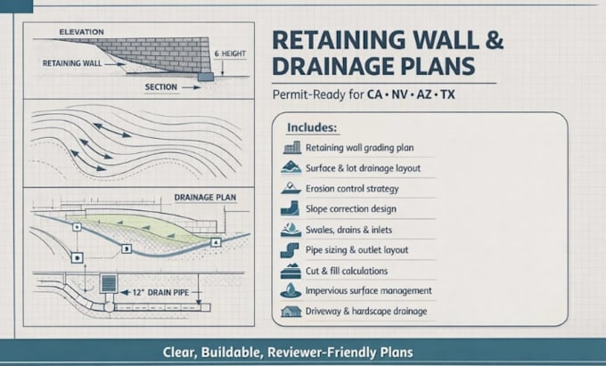 Retaining wall grading drainage and erosion control plan california ...