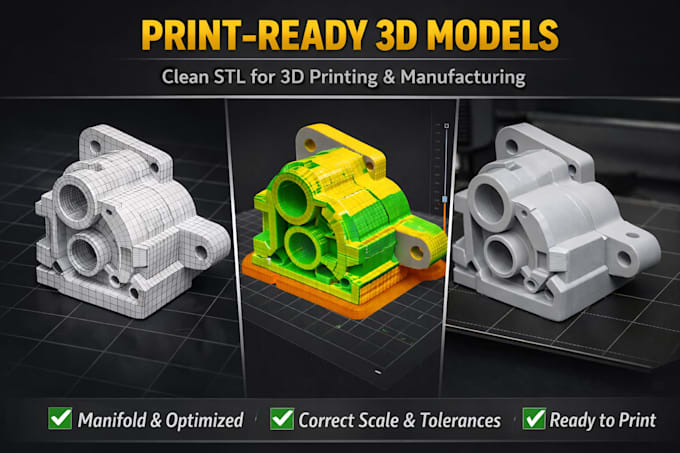 create print ready 3d models, clean stl file for 3d printing