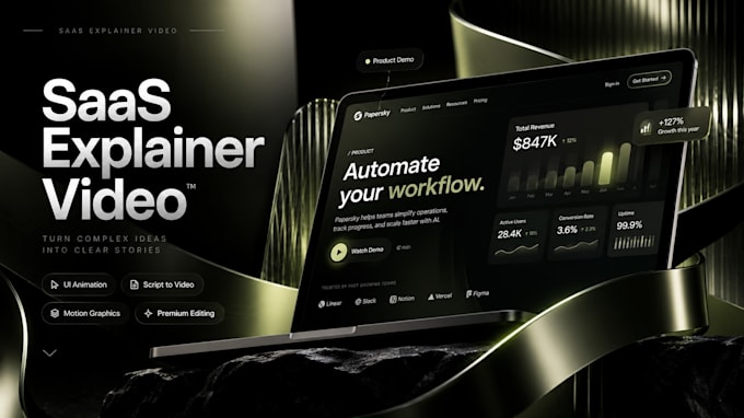 create professional saas explainer videos with motion graphics and sound design