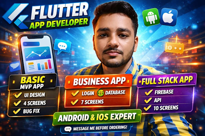 develop flutter mobile app for android and ios full stack