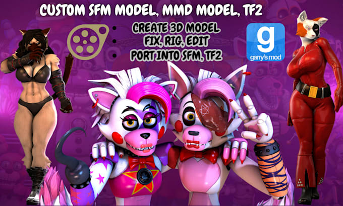 port, edit, create sfm model, gmod playermodel, tf2 model, l4d2 model, fnaf mmd
